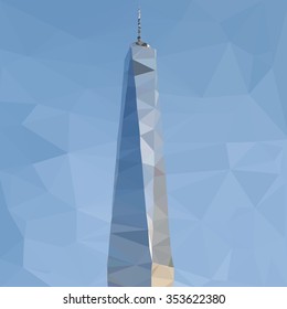 One World Trade Center Tower (AKA Freedom Tower). Triangle Vector Illustration.