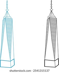 ONE WORLD TRADE CENTRE TOWER VECTOR ILLUSTRATIONS. eps