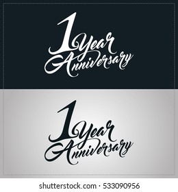 One Year Anniversary Celebration Logotype. 1st Anniversary Logo