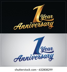 One Year Anniversary Celebration Logotype. 1st Anniversary Logo