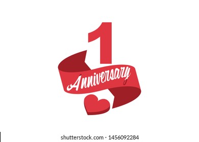 one year anniversary colorful vector icon, wedding 1 year anniversary vector on white background 