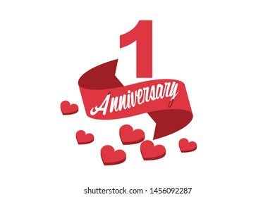 one year anniversary colorful vector icon, wedding 1 year anniversary vector on white background 