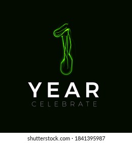 One Year celebrate poster for party. 1 year sign. First birthday celebrate. Number for Halloween. Vector illustration