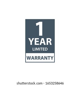 One year limited warranty icon or label, certificate for customers, warranty stamp or sticker. vector illustration isolated on white background