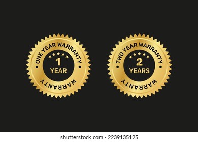 One year and Two years warranty black gold stamp