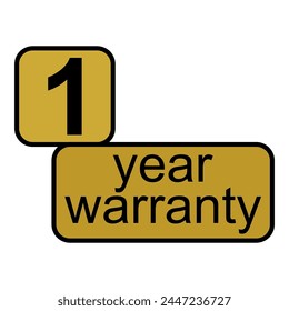 One year warranty icon, badge seal guarantee certificate customer sign, stamp vector illustration .