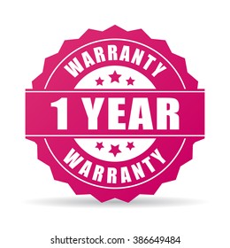 One year warranty icon isolated on white background