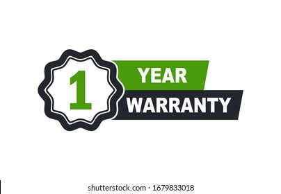 One year warranty label, vector design