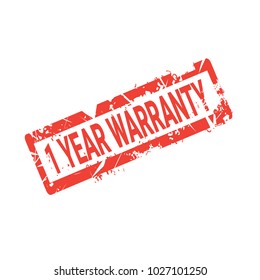 One Year Warranty Sign Grunge Sticker Or Badge Icon Isolated Vector Illustration