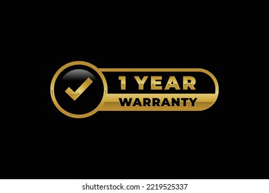 One year warranty stamp label vector