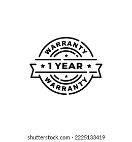 One year warranty stamp label vector