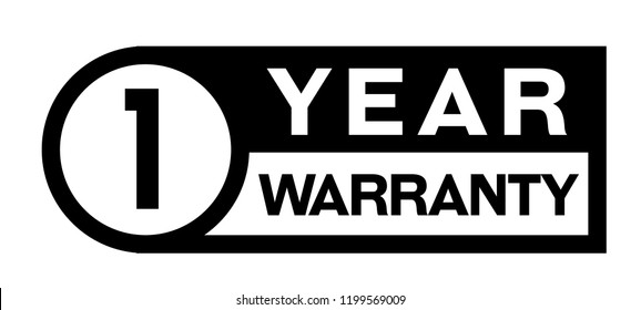 One Year Warranty Stamp On White Background. Sign, Label, Sticker.