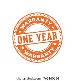 one year warranty tag label stamp