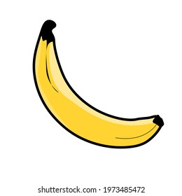 
One yellow banana, vector graphics, drawing