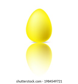 one yellow easter egg on white background. Holiday gift background. Vector illustration. EPS 10.
