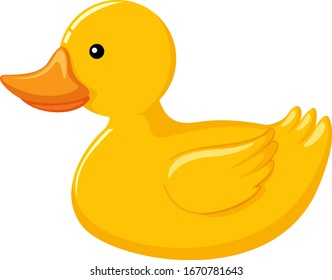 Un pato de goma amarillo en la ilustración de fondo blanco