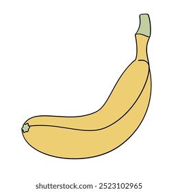 one yellow unpeeled banana on white background

