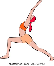 One of the yoga positions. Vector graphics of relaxing pose and back stretching.