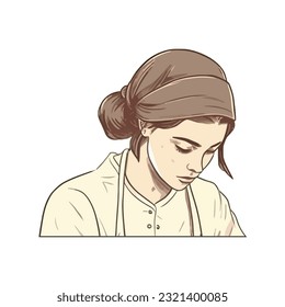 One young adult woman over white