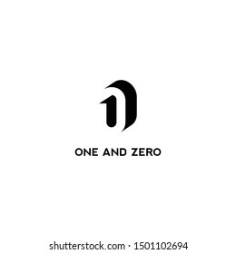 one and zero logo design with hidden space concept