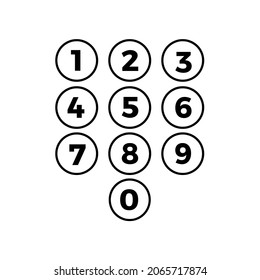 One to zero set numeral number with round shape.