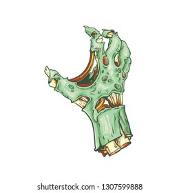 One zombie hand, vector realistic hand drawn sketch line art illutsration