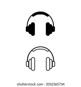 conjunto de iconos vectores de auriculares en la oreja