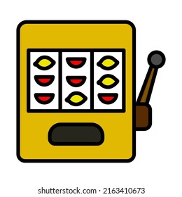 One-armed Bandit Icon. Editable Bold Outline With Color Fill Design. Vector Illustration.