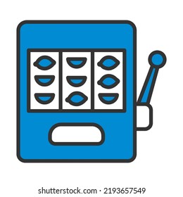 One-armed Bandit Icon. Editable Bold Outline With Color Fill Design. Vector Illustration.