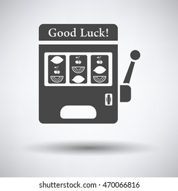 One-armed bandit icon on gray background with round shadow. Vector illustration.