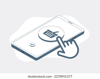One-click ordering marketing strategy concept. Smartphone with add to cart button and clicking cursor. Easy one-click purchase checkout process, ideal for e-commerce and online shopping visuals