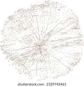 One-color background with a cross-section of cracked wooden log