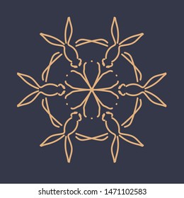 One-color mandala in the form of a flower with an ornament
