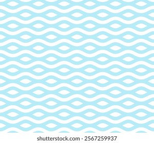 One-color seamless geometric pattern with light blue waves