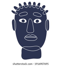 Ilustración vectorial de un solo color de una cara humana abstracta estilizada