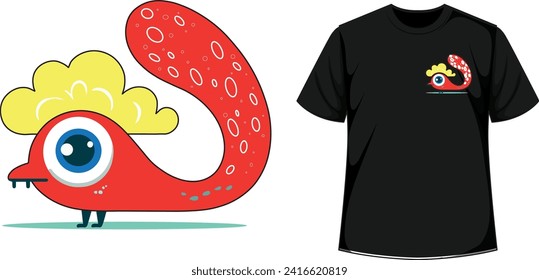 Einäugige Cloud-Monster-Design für T-Shirt-Druck. Vektordesign für Textil- und Industrieerzeugnisse
