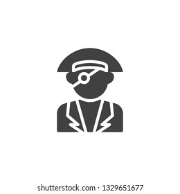 One-eyed pirate vector icon. filled flat sign for mobile concept and web design. Captain, corsair glyph icon. Faceless people avatar symbol, logo illustration. Pixel perfect vector graphics