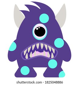 One-Eyed Purple Monster With Blue Spots