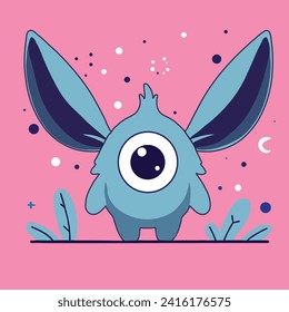 One-eyed sweet cloud monster design for different prints.