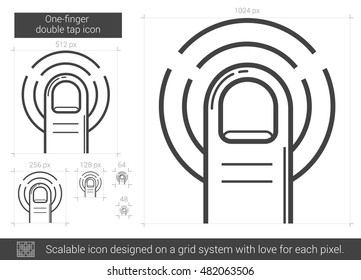 One-finger double tap vector line icon isolated on white background. One-finger double tap line icon for infographic, website or app. Scalable icon designed on a grid system.