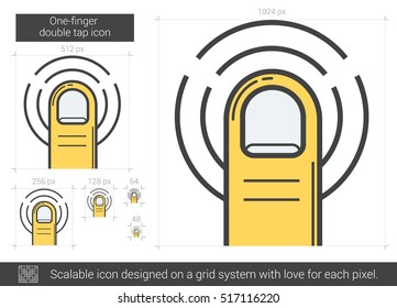 One-finger double tap vector line icon isolated on white background. One-finger double tap line icon for infographic, website or app. Scalable icon designed on a grid system.