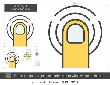 One-finger double tap vector line icon isolated on white background. One-finger double tap line icon for infographic, website or app. Scalable icon designed on a grid system.