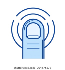 Icono de línea vectorial de doble punteo de un dedo aislado en fondo blanco. Icono de línea de doble pulsación de un dedo para infografía, sitio web o aplicación. Icono azul diseñado en un sistema de cuadrícula.