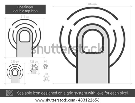 One-finger double tap vector line icon isolated on white background. One-finger double tap line icon for infographic, website or app. Scalable icon designed on a grid system.