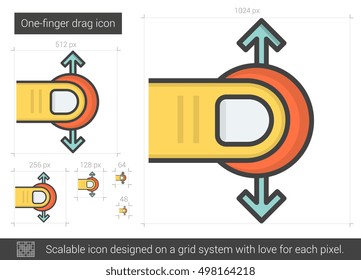 Icono de línea vectorial de arrastrar un dedo aislado en fondo blanco. Icono de línea de arrastrar un dedo para infografía, sitio web o aplicación. Icono escalable diseñado en un sistema de cuadrícula.