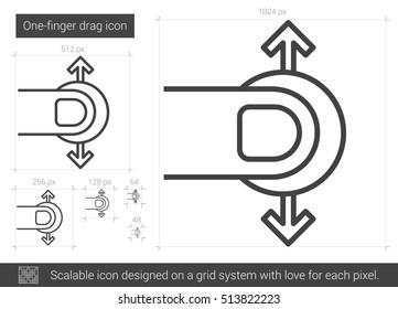 One-finger drag vector line icon isolated on white background. One-finger drag line icon for infographic, website or app. Scalable icon designed on a grid system.