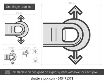 Icono de línea vectorial de arrastrar un dedo aislado en fondo blanco. Icono de línea de arrastrar un dedo para infografía, sitio web o aplicación. Icono escalable diseñado en un sistema de cuadrícula.