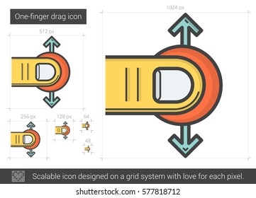 One-finger drag vector line icon isolated on white background. One-finger drag line icon for infographic, website or app. Scalable icon designed on a grid system.