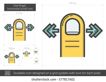 One-finger horizontal scroll vector line icon isolated on white background. One-finger horizontal scroll line icon for infographic, website or app. Scalable icon designed on a grid system.