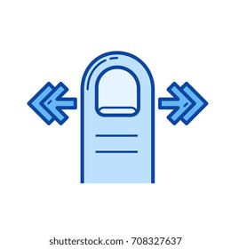 One-finger horizontal scroll vector line icon isolated on white background. One-finger horizontal scroll line icon for infographic, website or app. Blue icon designed on a grid system.